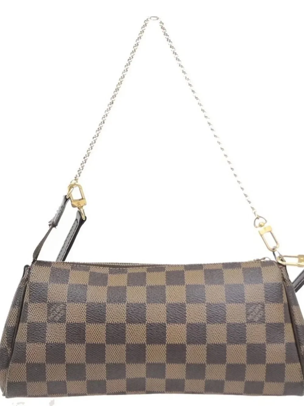 LOUIS VUITTON Eva Chain Shoulder Bag Damier Ebene Leather Brown